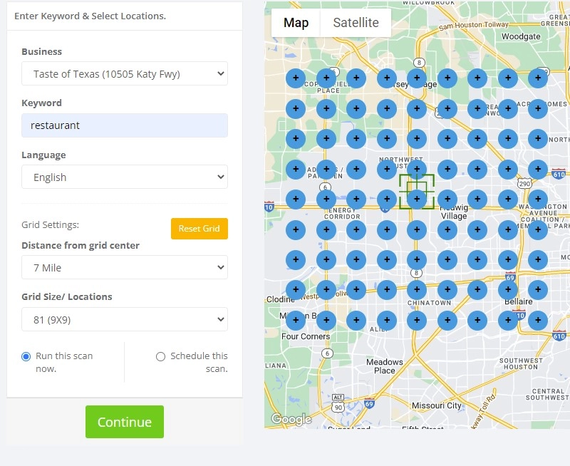 set locations to track local ranking